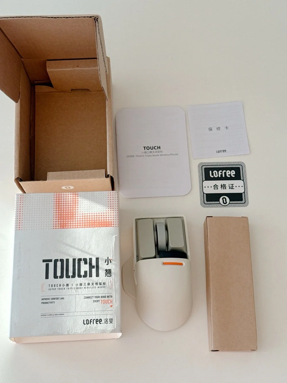 LOFREE Touch Wireless Mouse – OLED Display, Bluetooth/2.4G/USB-C, 4000 DPI, New